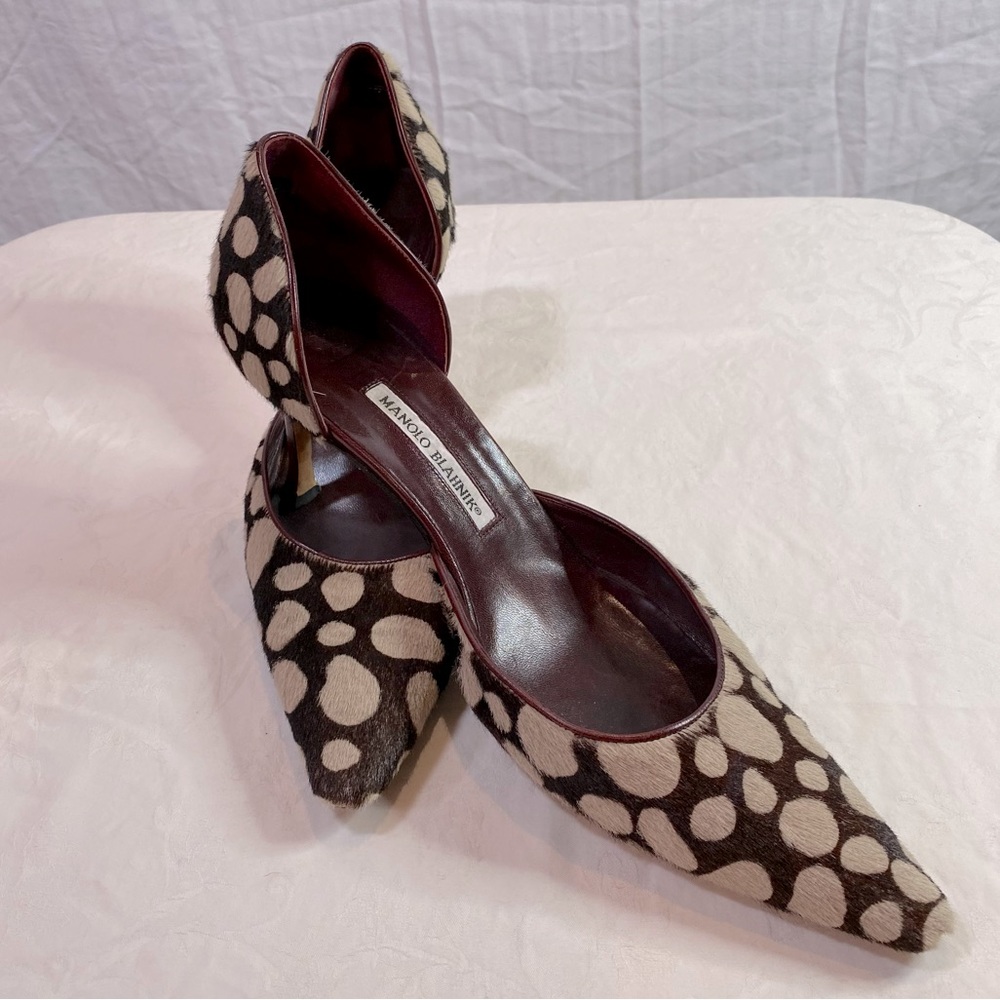 Manolo Blahnik Calf Hair Spotted Animal Print D'Orsay Pump Sz 11 (42) SOLD